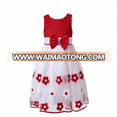 Custom Kids Frock Designs Girls Dress Little Girls' Sweet Dress with Embroidery and Pearls Wholesale