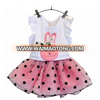 Custom Kids Skirt Top Model Fashion Girls Skirt and Top Kids Girls Top Polka Dot Skirt Set Wholesale