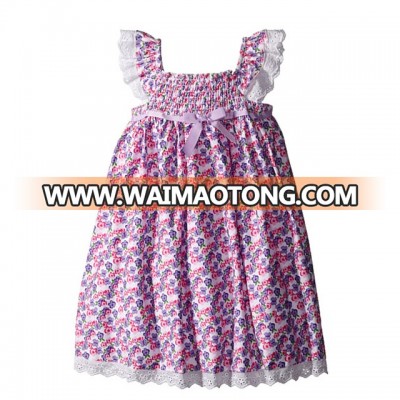 Custom Toddler Dress Toddler Girl Clothing Toddler Cotton Poplin Smock Bodice Dress Wholesale