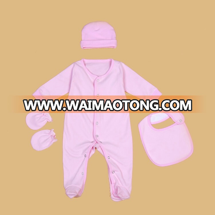 wholesale baby romper sets, white pink blank baby girls clothing sets, China importing cheap newborn baby clothing sets